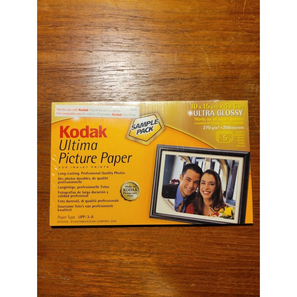 Kodak Picture Photo Paper 5 Sheets 4x6 UPP-3-A New Sealed Inkjet NOS Sample